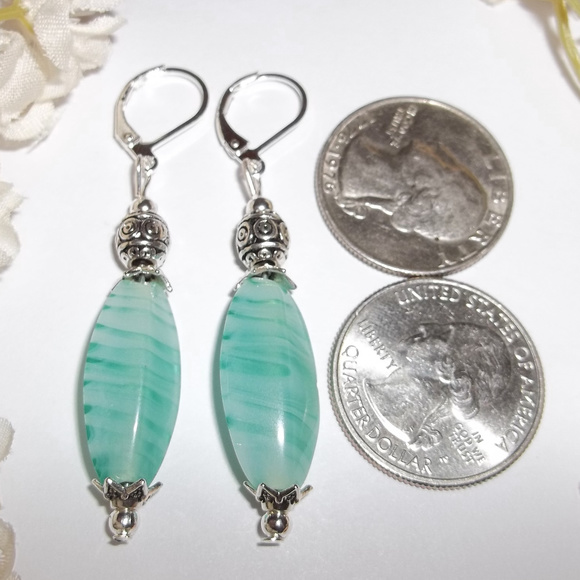 Teal Green Glass Beaded Earring Set Pair NWT 5067 - Picture 2 of 8